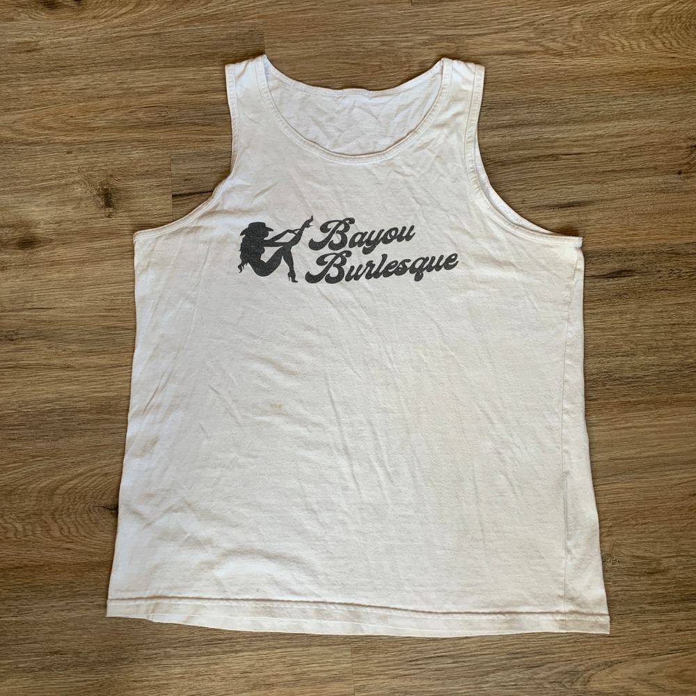 Vintage 1990s Bayou Burlesque Graphic Tank Top White Pin Up Girl Retro - XL